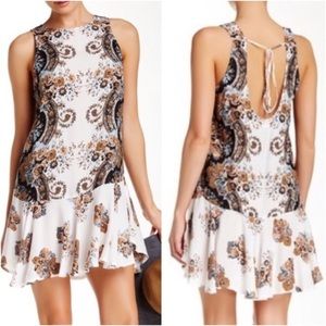Free People Dobby Dot Flouncy Mini Paisley Dress